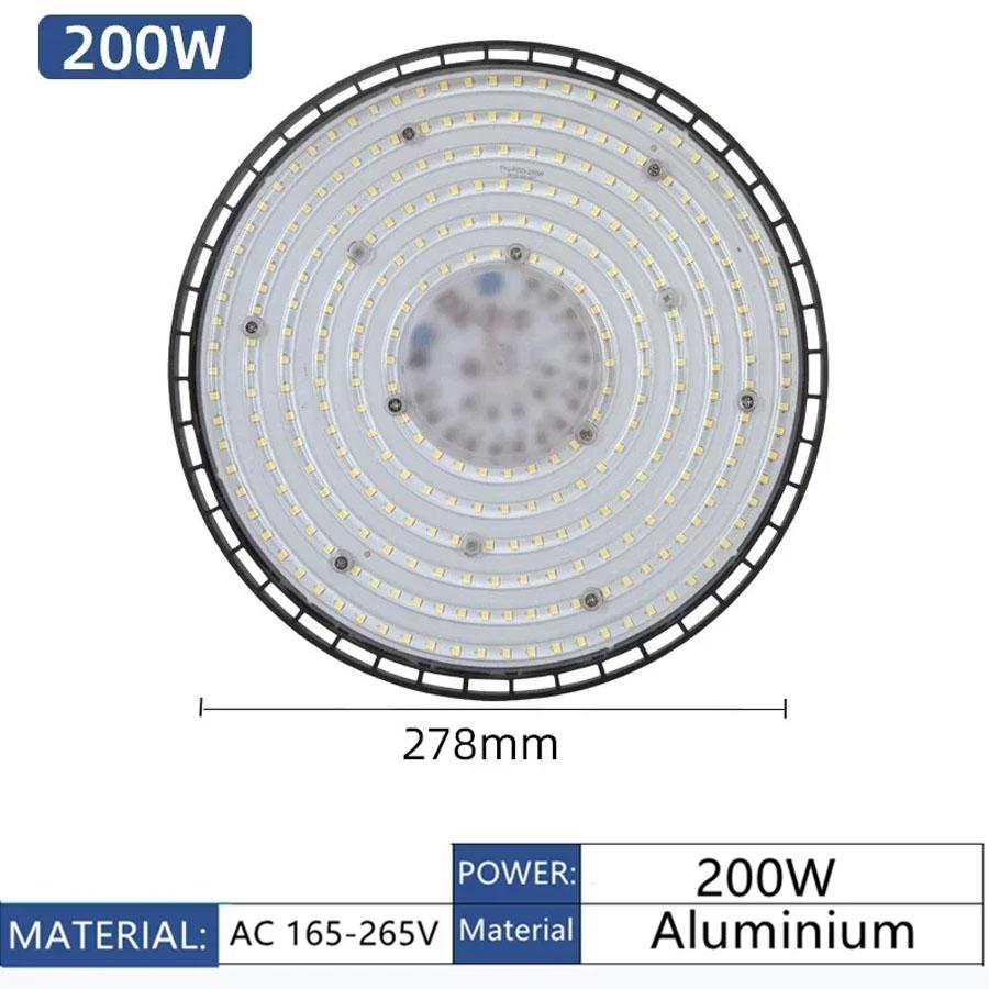 AC 220V Super Bright LED High Bay Light IP65 Waterproof UFO Warehouse Garage Light 100W 150W 200W For Gym Factory Lighting 6000K