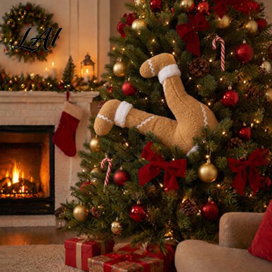 Window Hanging Ornament Christmas Elf Legs Tree Ornaments Plush Stuffed Stuck Holiday Decoration Topper Decorations for Xmas Tree Indoor Outdoor