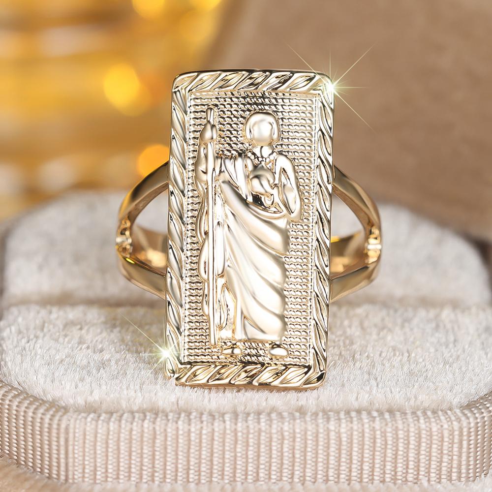 

Религиозное классическое кольцо Святого Иуды для женщин и мужчин, кольцо на палец, праздничное украшение, подарок 10 золотой