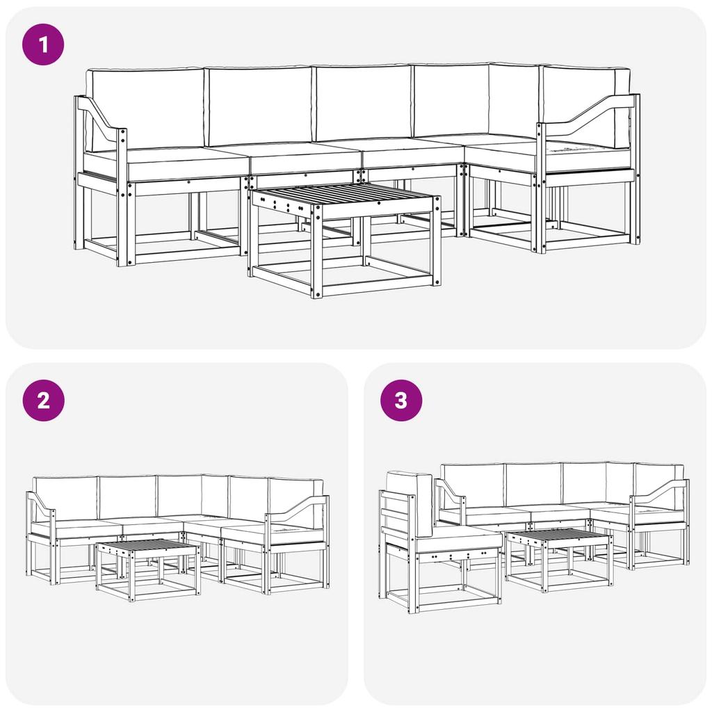 Outdoor Sofa Set with Cushions 6 pcs Natural and Light Grey