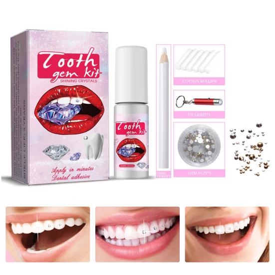 

1 комплект зубных искусственных драгоценных камней, блестящая глянцевая отделка, клейкий декоративный твердый орнамент для зубов