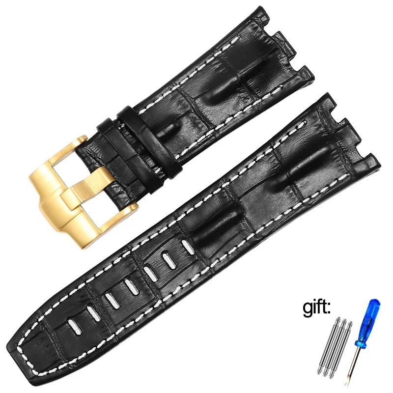 Genuine Leather watch Strap For AP  15703 Royal Oak Offshore Series 28mm Black Brown Blue Watchbands accessories men