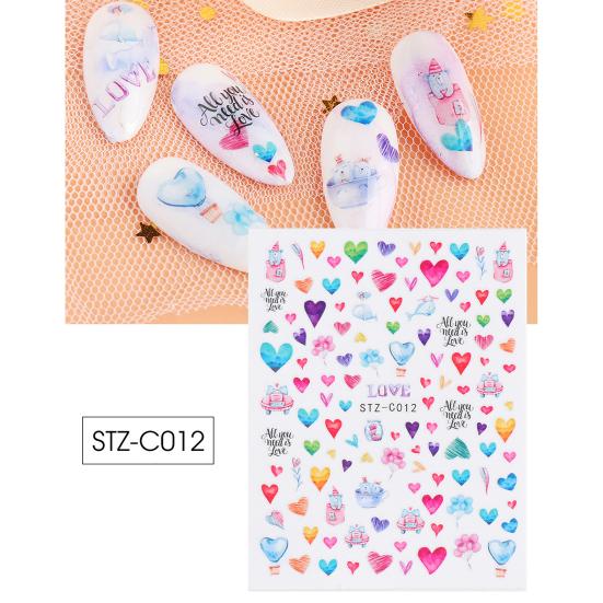 Nail Art Sticker Lovely Cute PET Valentine Heart Shaped Nail Art Tips Decoration for Couple