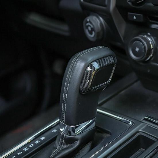 Carbon Fiber Gear Shift Knob Trim Cover Decoration Bezel for Ford F150 2015-