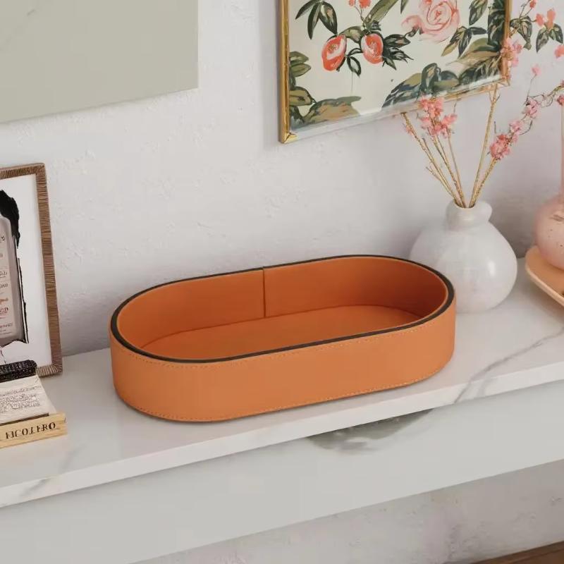 PU Leather Entryway Organizer Box Elegant Valet Tray for Keys Jewelry Cosmetics Storage Desktop Decorative Holder for Home