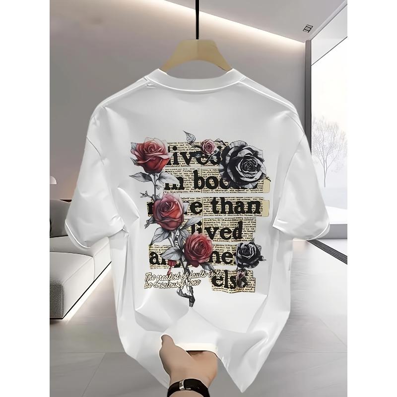 Taglie Europee T-shirt Trendy Stampata a Maniche Corte Pesante da Uomo, Nuova Collezione Estiva in Taglie Forti, Top Casual Versatile
