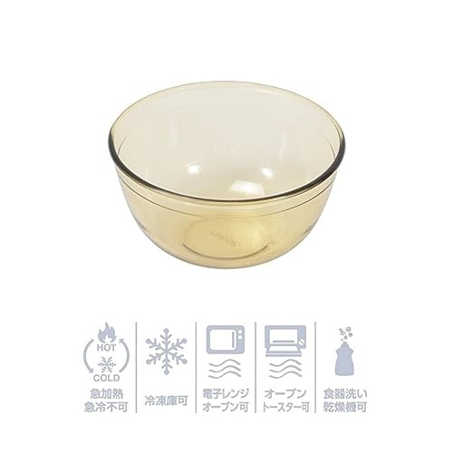 PEARL METAL VISIONS Bowl, 1.0L, 17cm Outer Diameter, Heat-Resistant Glass, Microwave, Oven, and Dishwasher Safe, CP-8831
