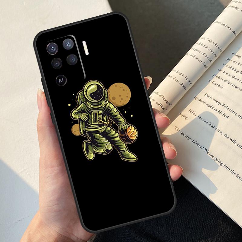 Cartoon Space Astronaut Case For Oppo A54 A74 A94 A17 A57 A77 A76 A16 A96 A18 A60 A80 A40 A38 A58 A78 A98 A15 A5 Pro