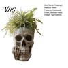 Retro Skull Sculpture Planter with Middle?Finger Gesture, Resin Succulent Pot, Gothic Skeleton Head Indoor Outdoor Flower Unique Desktop for Garden