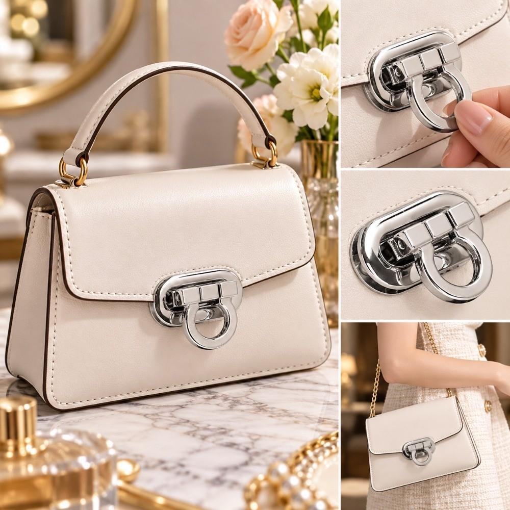 4 Stück Silberfarbene Geldbörsenverschlüsse Metallmaterial Taschendrehverschlüsse Drehverschluss-Schließen Für DIY-Handtaschen