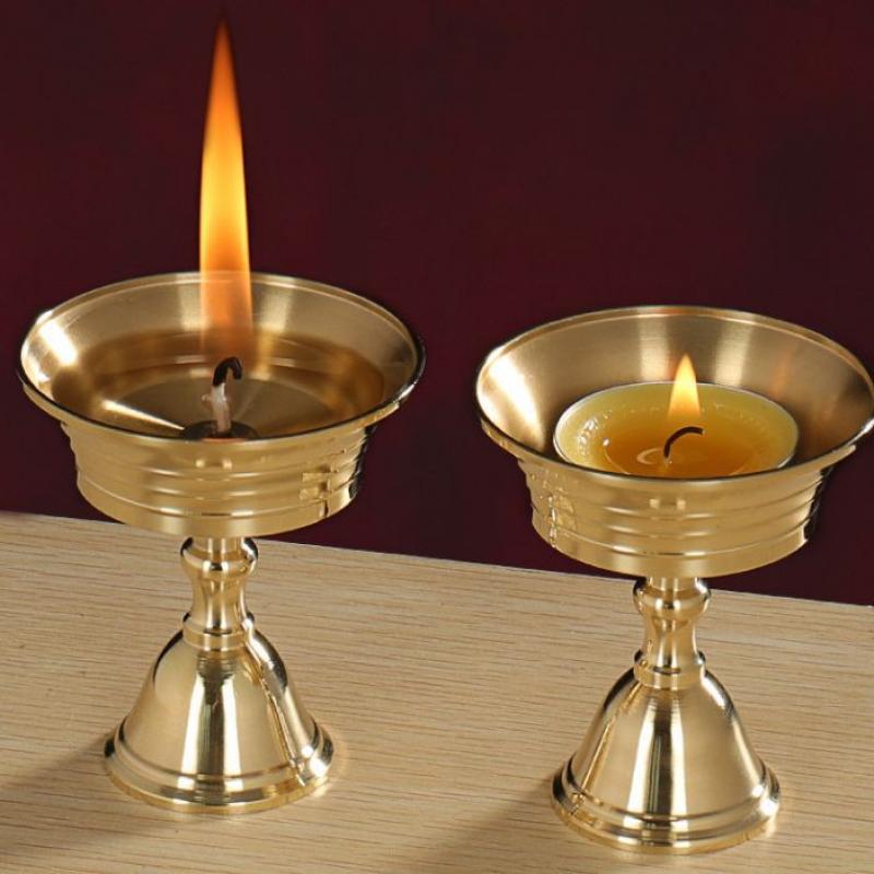 5.5/6.5cm Craft Candle Holders Copper Butter Lamp Holder Long Lamp Candlestick Candle Copper Alloy Festival Ornament Home Deco