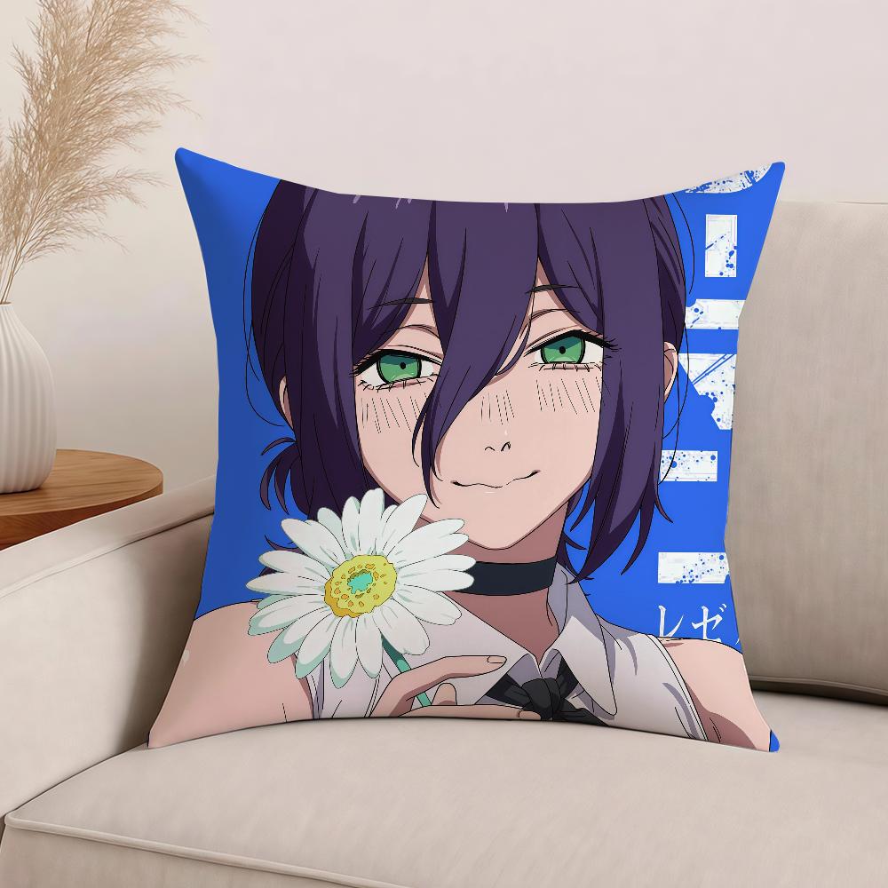 Anime Chainsaw Man Reze Pillow Case Office Cushions Suitable For Sofa Car Bedroom Decorative Cushion Cover