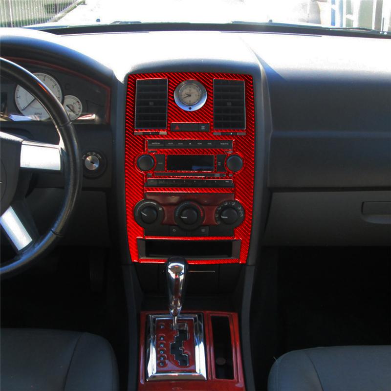 Kohlefaser Innenraum Auto Mittelkonsole CD-Panel Zierleisten Rahmen Abdeckung Aufkleber Für Chrysler 300 2005-2007 Ohne Navigationszubehör