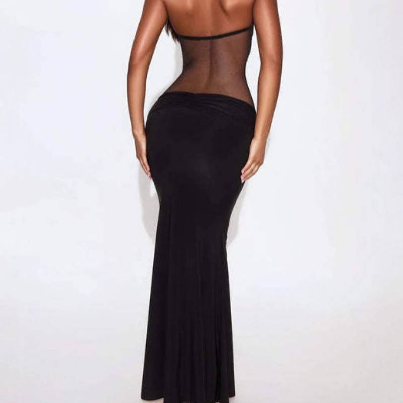Sexy Clubwear Nightclub Dress With Sheer Mesh And Spliced Fabric For Party Night Out