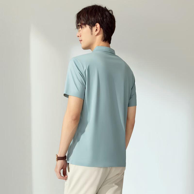 Qipai Men s Seamless Mulberry Silk Blend Short Sleeve Polo Shirt XL