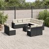 Vidaxl 12-Cz. Garden Furniture Set, With Cushions, Black, Poly Rattan