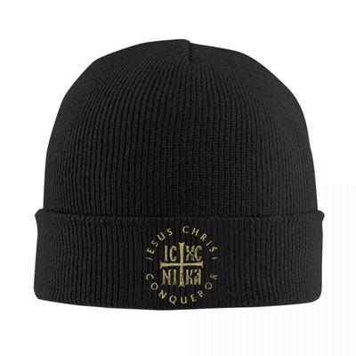 IC XC NIKA Kreuz Christlich Orthodox Gestrickte Mütze Damen Herren Beanies Wintermütze Acryl Häkelmützen