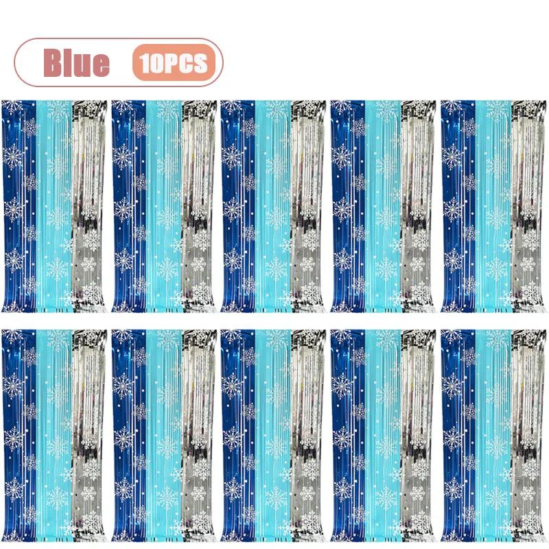 1-10PCS Christmas Snowflake Tassel Curtain Shimmering Foil Backdrop Sparkling Decor for Party Wedding Stage and Photography Prop