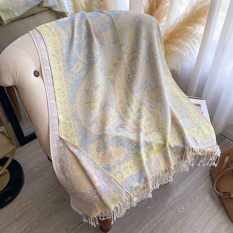 1116 New jacquard fringed scarf imitation cashmere soft and breathable autumn and winter versatile women's shawl scarf light luxury style