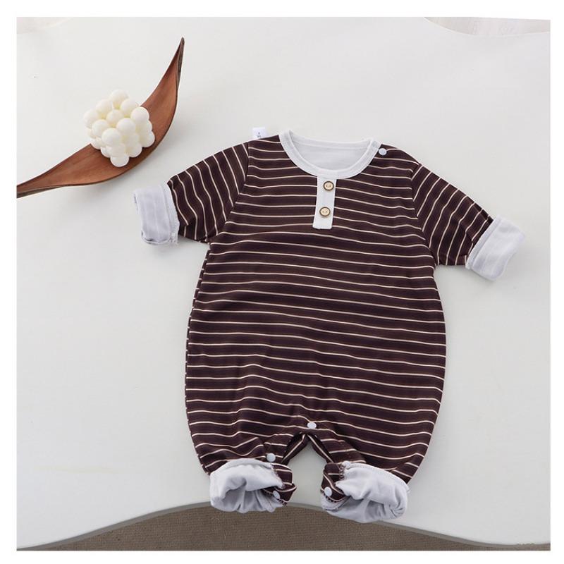 Baby Boy Long Sleeve Striped Romper Newborn Spring Autumn Outfit