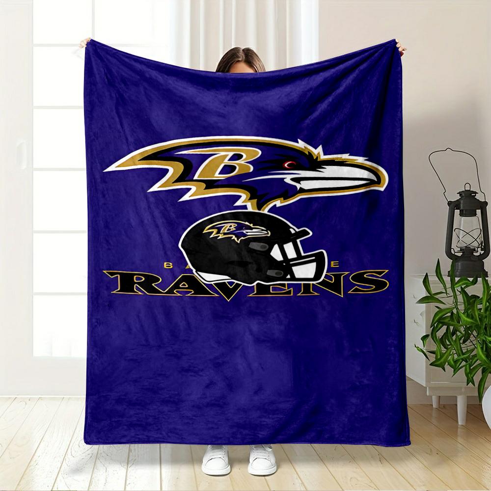 "Purple Raven Logo with Football Helmet Design Flannel blanket for bedroom, living room, sofa, and nap sofas"