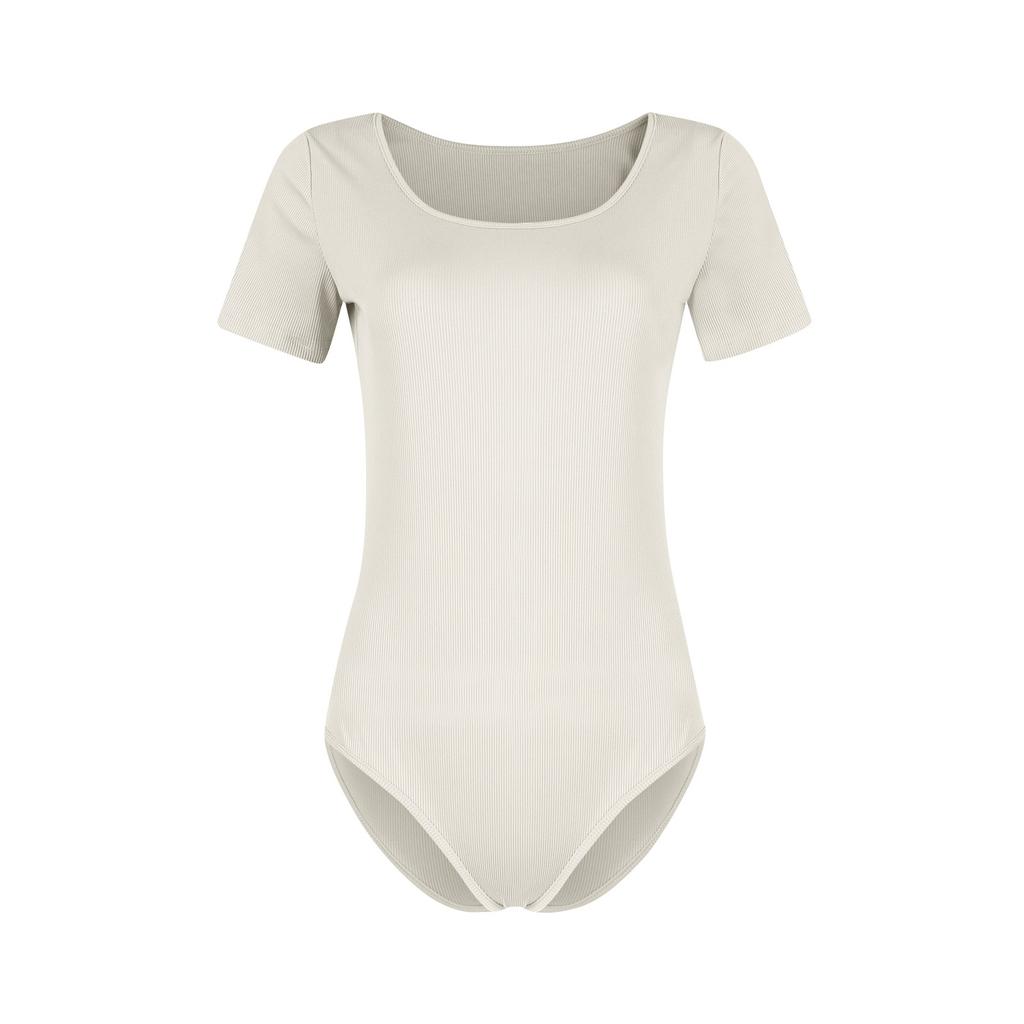 Women's Regular Fit Casual Fashion Sexy Color Button Ribbed Short Sleeve Slim Fit Bodysuit