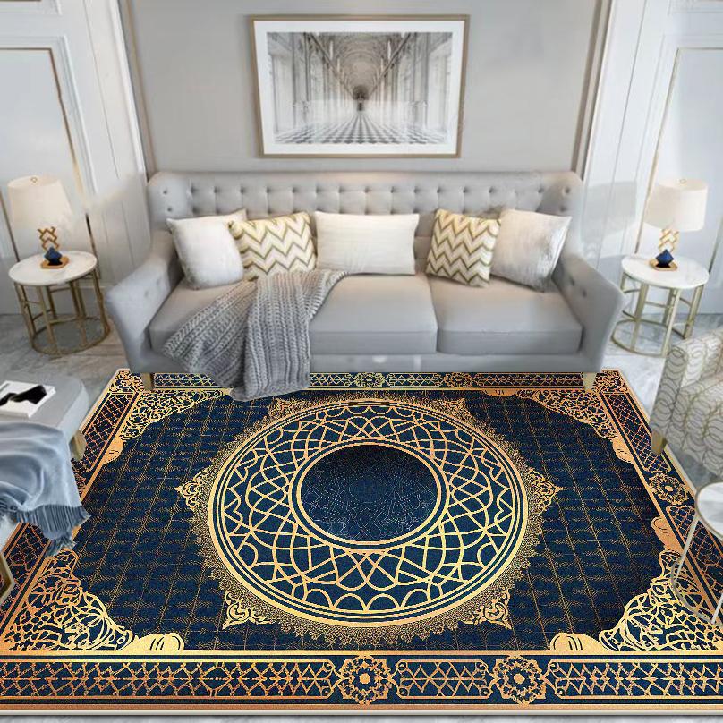 Chinese Style Carpet Living Room High-end Luxury American Hairless Tea Table Rug Short Velvet Bedroom Bed End Floor Mat Lounge