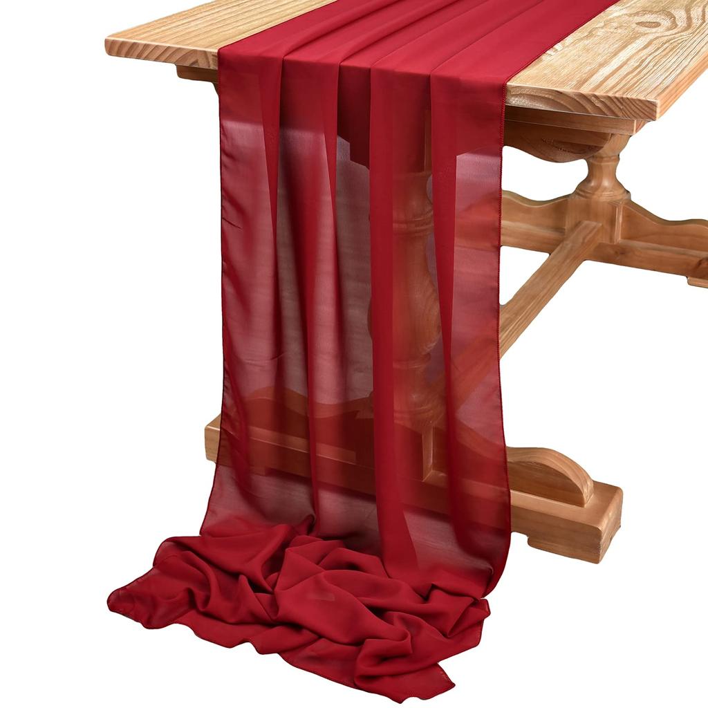 Sage Green Chiffon Wedding Table Runner Table Setting Gauze Sheer Vintage Dining Birthday Party Cake Table Decor Marriage