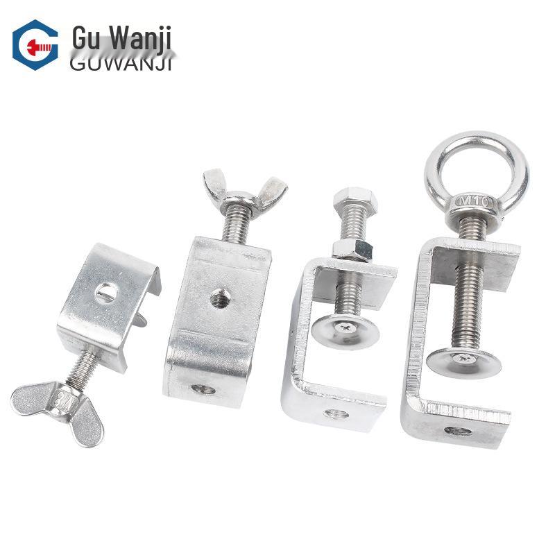Galvanized 304 Steel U-Shaped C-Clamp with Hand-Tightened Eye for Pipe Fixing