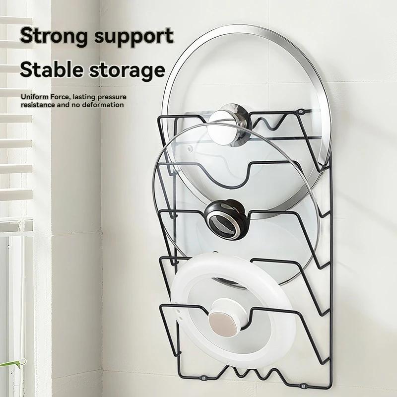 Multi Functional Wall Mounted Pot Lid Rack For Household Kitchen, Perforated With Five Layers Amagi