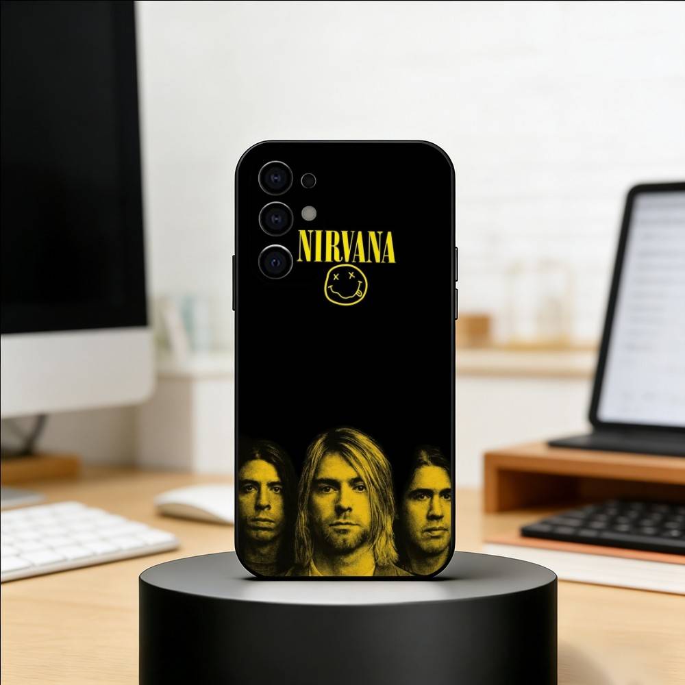 Nirvana Rock Band Phone Case Black Silicone Soft For Samsung S25,S24,S21,S22,S23,S30,Ultra,S20,Plus,Fe,Lite