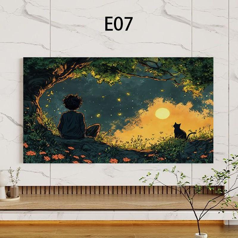 150x90cm Stoff TV Staubschutzhülle Landschaft Gedruckt Haushalts-LCD-Monitor Überzug Staubdicht Sonnenschutz TV Staubtuch