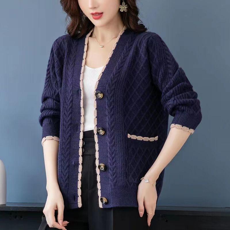 Womens Trendy Sweater Cardigans Ethnic Style Knitted Button Down Jackets Plus Size Fall Winter Long Sleeve Outwear (4XL, Blue 01