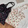 22 spring and summer new chiffon ruffle edge shoulder bag cute cherry canvas bag large capacity portable tote bag