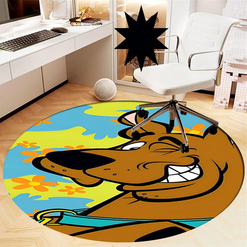 Scooby-Doo Printed Round Rug Carpet Chair Rug Area Rug Entryway Doormats,for Office Chair Living Room Bedroom Kitchen Room.