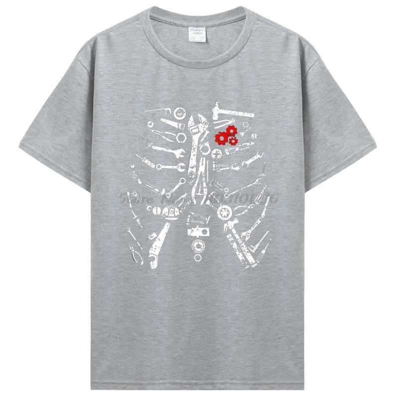 Mechaniker Skelett T-Shirt Handwerker Mechaniker Werkzeuge Lustige Unisex Oberteile Baumwolle Kurzarm T-Shirt Herrenbekleidung Übergroße T-Shirts