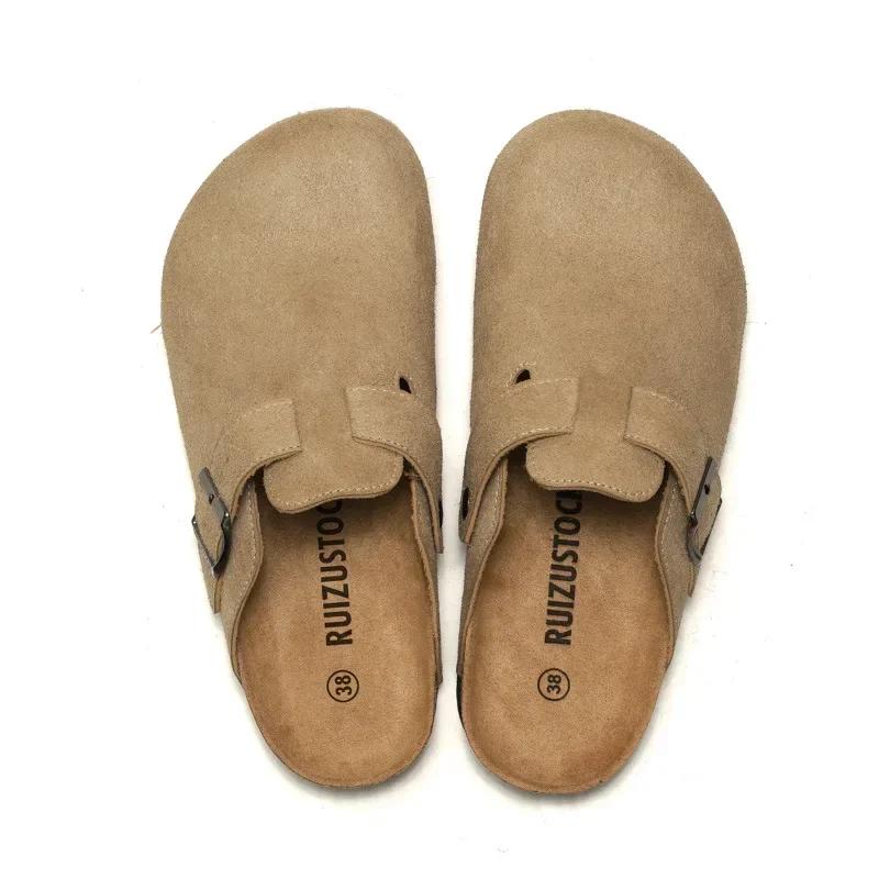 Ciabatte Mules Classiche a Punta Chiusa per Uomo con Sughero Scarpe Birken Stock Zoccoli Boston Ciabatte in Sughero Uomo Pantofole da Spiaggia in Scamosciato Uomo