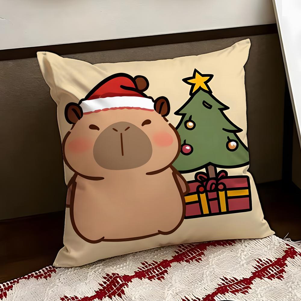 Cute CCapybara Cushion Cover Reversible Soft Durable Pillow Cover Home  Car MultiScene Use for Daily Comfort