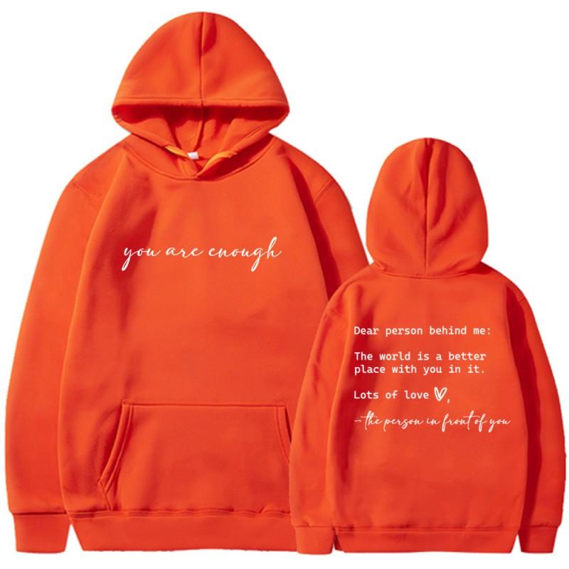 Womens Fleece-Lined Hooded Sweatshirt With Kangaroo Pocket Letter Print Loose Fit Casual Top