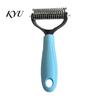 Cat Hair Remover Double-Sided Pet Detangling Rake, Dog Undercoat Rake with Rounded Blades, Grooming Supplies Shedding Brush Comb for Long Dogs,