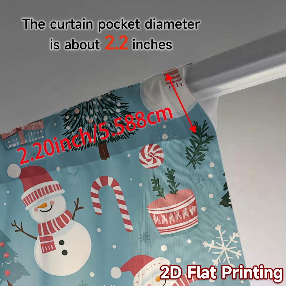 2pcs,Curtains Cute Snowmen Christmas Trees Candy canes (2) Popular Curtains Digital Printed Versatile Polyester Curtains Outdoor