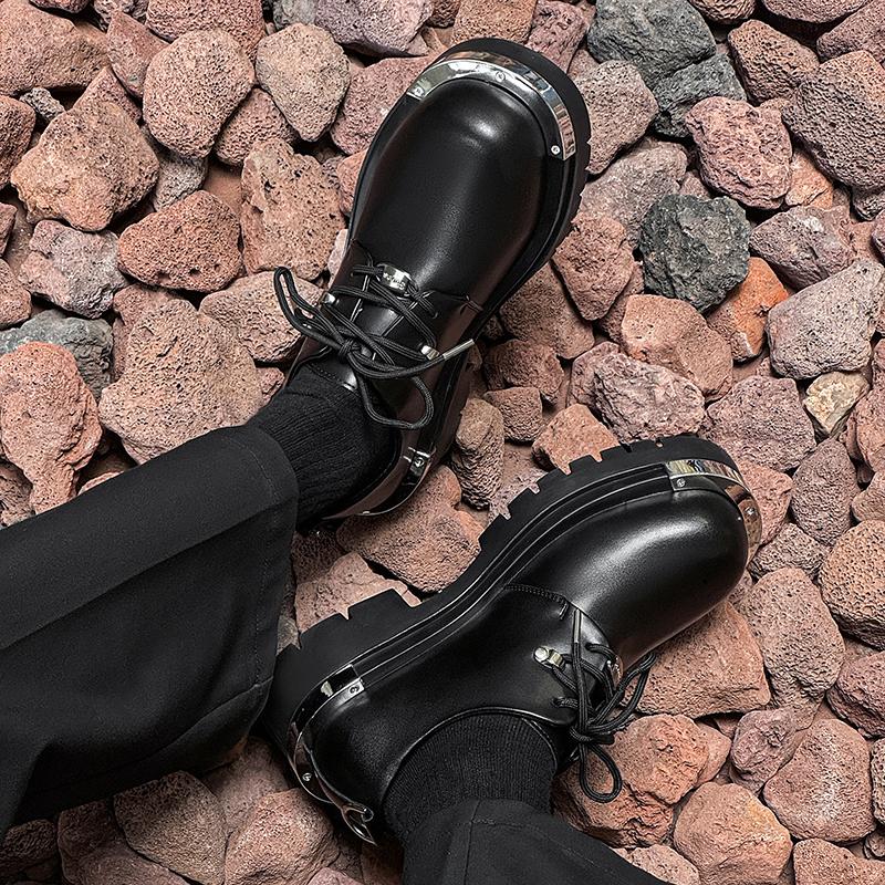 Fashion Derby Men's Leather Shoes Classic Designer Luxury Style Office and Leisure Business Thick Soled Height Increasing Youth Shoes