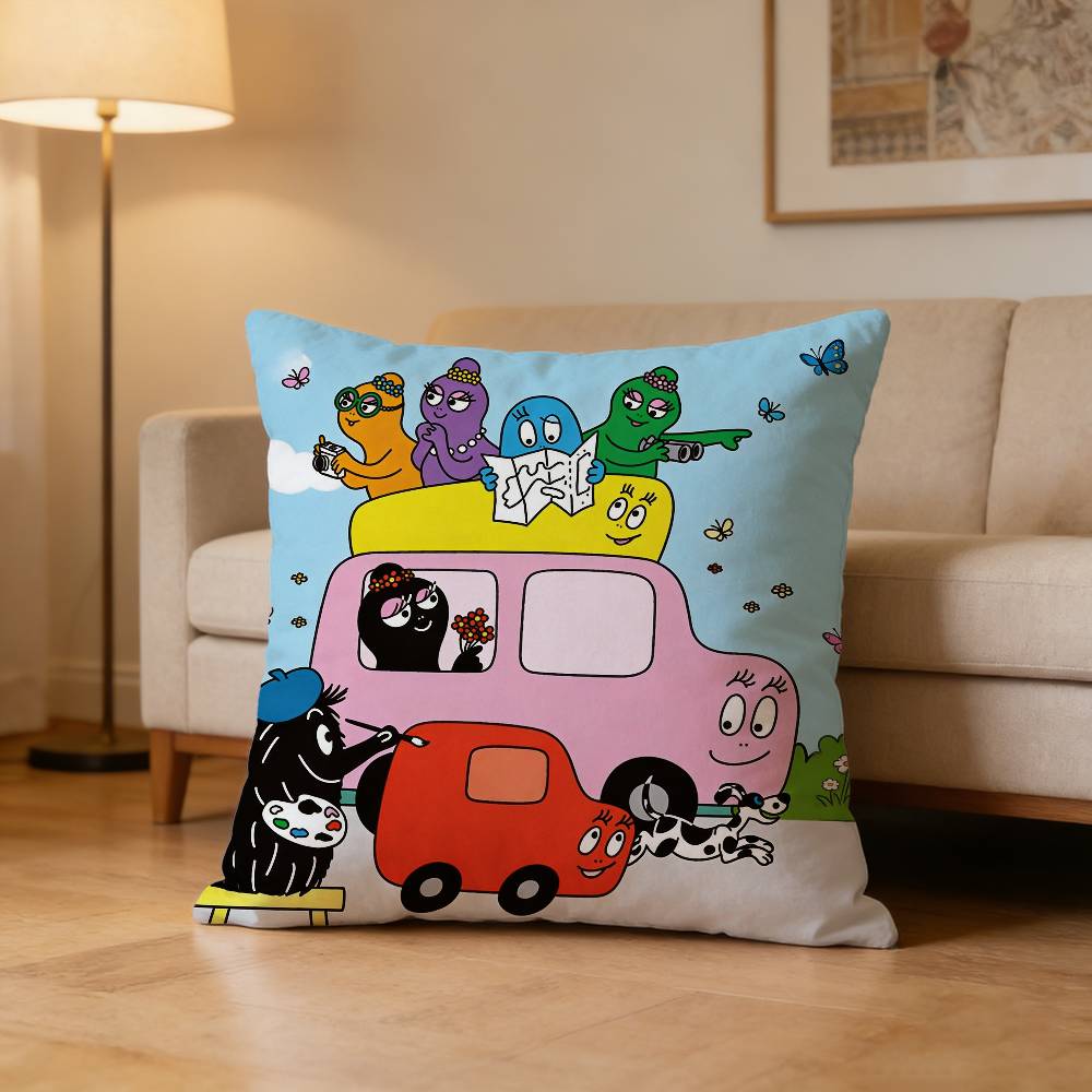 

Cute Cartoon BBarbapapa Pillow Case Pattern Printed Pillowcase For Living Room Sofa Cushion Cover 30x30cm