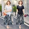 Summer Temperament Lace-Up T-Shirt & Versatile Skirt Set for Middle-Aged Women