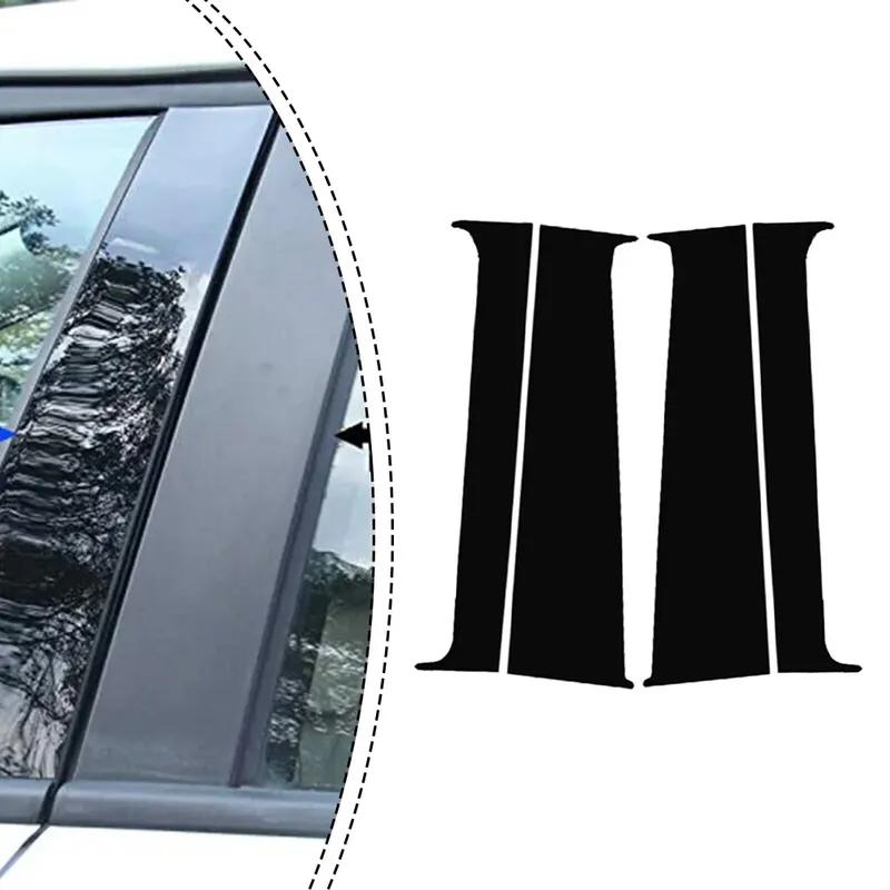4pcs Glossy Black Pillar Posts Door Trim Window Cover For T5 For T6 2008- CarwwwStickerswwwAutowwwPartswwwAccessories