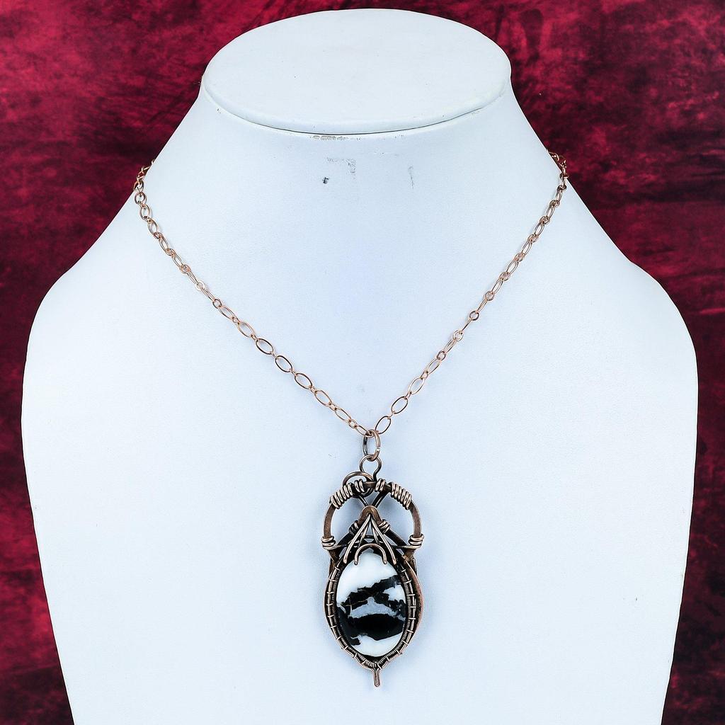 White Buffalo Turquoise Pendant Copper Wire Wrapped Handmade Pendant Copper Jewelry Genuine Gemstone Pendant Gifts For Her Turquoise Jewelry