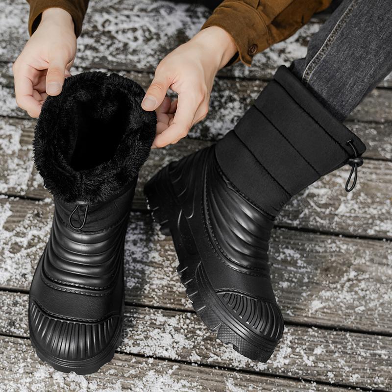 Winter Men'S Boots New High Top Cotton Shoes Plush Warm Snow Boots Non-Slip Hiking Boots For Men Winter High Top Sneakers