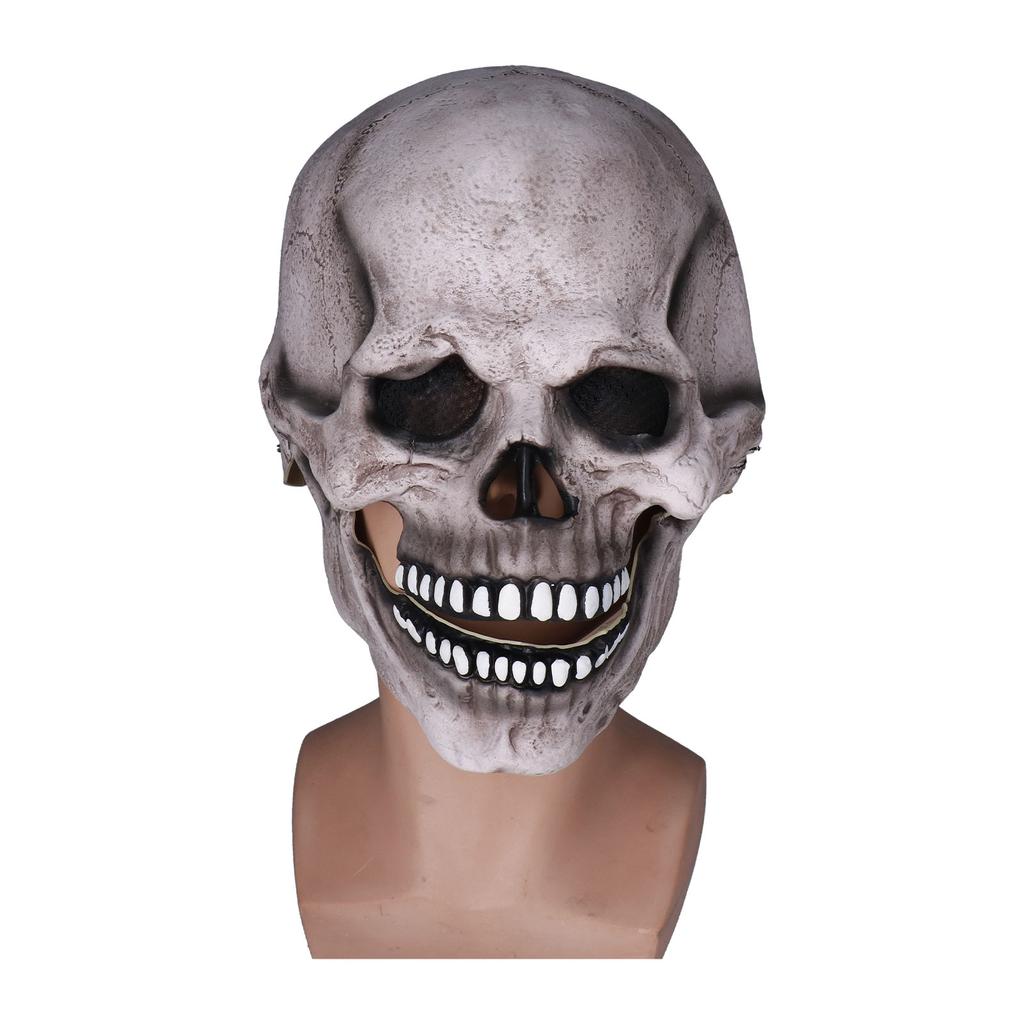 Scary Skull Mask with Movable Jaw Flexible Latex Halloween Costume Party Props Cosplay Accessory
