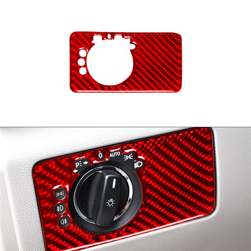 

Carbon Fiber Headlight Switch Knob Trim Frame Sticker For Mercedes R-Class 2009-2012 Car Interior Accessories красный