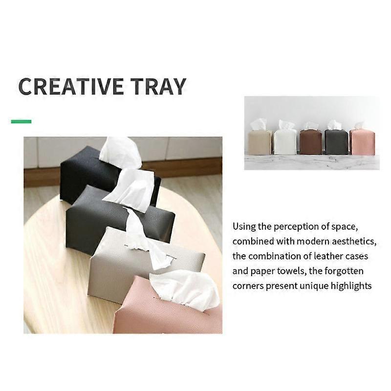 2 PCS Tissue Box Cover, Modern PU Leather Square Tissue Box Holder for Creative Decorative, Ideal for Bathrooms/Office/Car/Dining Table